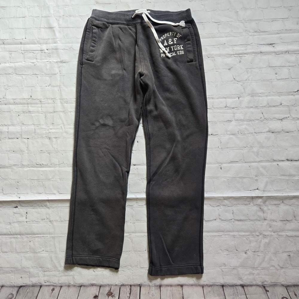 Abercrombie & Fitch y2k Gray sweat pants patch letter spellout Womens Medium